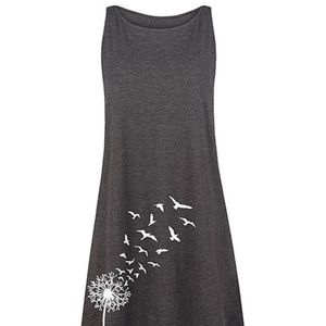 Heather Black Dandelion & Birds Shift Dress